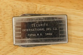 Security Inernational Advertising  Fargo North Dakota Money Clip Pocket Knife - £15.54 GBP