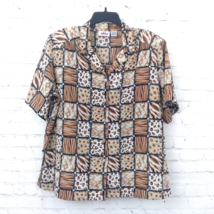 Alia Shirt Top Womens 16 Petite Animal Print Short Sleeve Button Up Boho... - £19.98 GBP