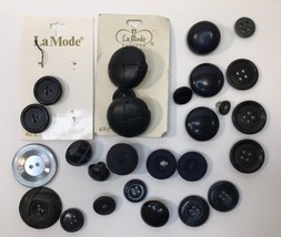 Mixed Button Lot Navy Black Gray for Crafting, Sewing, Repairs Buttons - £6.32 GBP