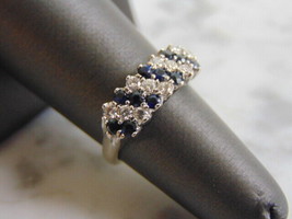Women&#39;s Vintage Estate 18K Gold Diamond Sapphire Ring 3.7g E2546 - £782.93 GBP