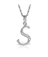 Initial &#39;S&#39; Pendant Diamond Necklace Galaxy Gold GG 14K Solid White Gold... - $874.08 CAD
