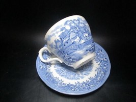Johnson Bros England Blue Transferware &quot;English Village&quot; Cup Saucer - $34.65