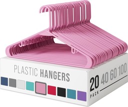 Clothes Hangers Plastic 20 Pack - Pink Plastic Hangers - The - £20.65 GBP