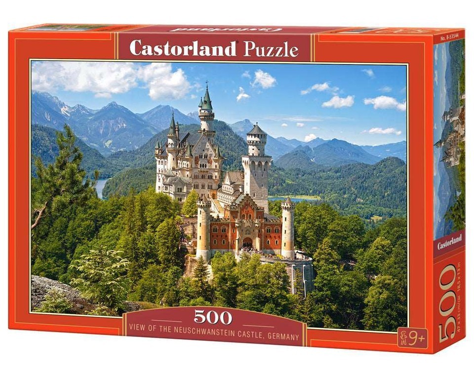 500 Piece Jigsaw Puzzle, View of the Neuschwanstein Castle, Bavarian Alps, - $33.74