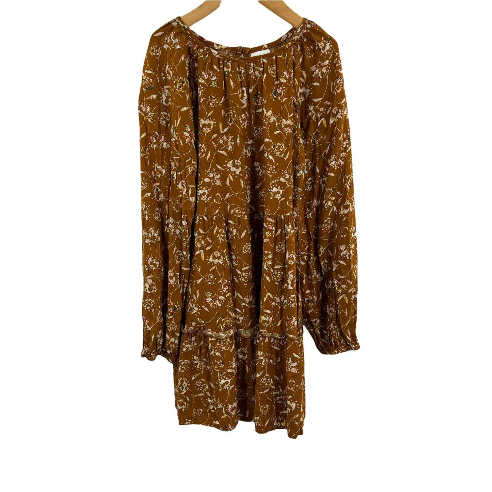 Primary image for Art Class Brown Floral Long Sleeve Boho Dress Size Medium