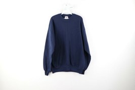 Vintage 90s Streetwear Mens XL Blank Faded Crewneck Sweatshirt Navy Blue USA - £38.77 GBP