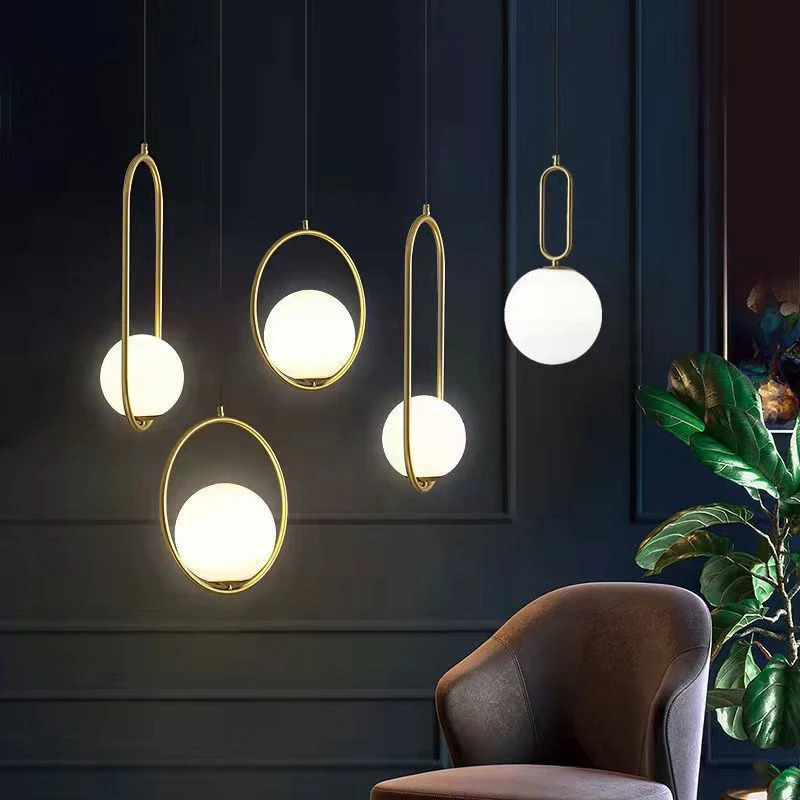 Modern LED Round Glass Ball Pendant Light Dining Room Iron Pendant Lamp ... - £21.64 GBP+
