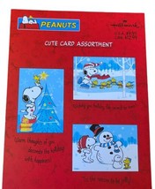 3 Vintage Hallmark Peanuts Snoopy &amp; Woodstock  Christmas Cards Each Different - £7.63 GBP