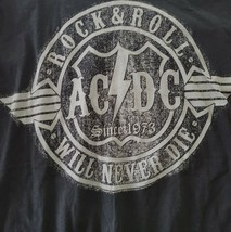 Ac Dc Acdc Rock N Roll Will Never Die Adult 2XL Black Cotton Tee Euc - £54.28 GBP