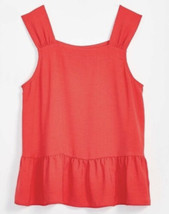 NWT Women&#39;s Ann Taylor LOFT Square Neck Peplum Shell Top in Coral Sz Large - $26.72