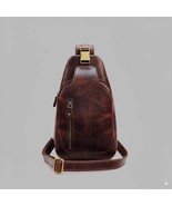 Personalised Dark Brown Leather Sling Bag: Full-Grain Crossbody Travel Bag - $3,659.40 MXN