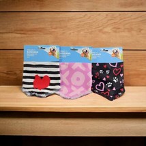 Dog Valentines Bandanas M L Stripes Hearts Slip On Over the Collar (3 Pk) - £8.27 GBP