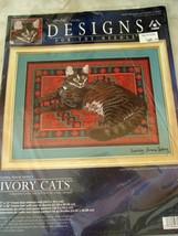 NIP DESIGNS FOR THE NEEDLE MUPPET ON INDIAN CARPET IVORY CATS CROSS STIT... - £10.98 GBP