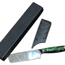 Senken Wasabi 7&quot; Engraved Cleaver Knife Green Resin Handle Japanese Styl... - $606.24 MXN
