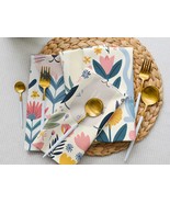 Floral Cat Cloth Napkins Dinner Party Napkin Set of 4 Dining Table Linen... - €20,64 EUR