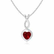Authenticity Guarantee 
Ruby Infinity Heart Pendant with Diamonds in 14K Whit... - £1,009.67 GBP