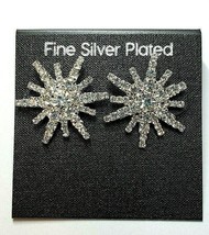 Silver Plated Special Occasion Earrings Cubic Zirconia&#39;s Big Snowflakes #71 - £16.10 GBP