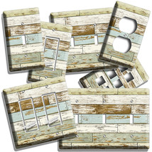 Rustic Peeling Paint Aged Reclaimed Beach Wood Light Switch Plates Outlet Decor - £9.58 GBP+