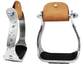Challenger Western Saddle Aluminium Barrel Racing Stirrups w/ Rhinestone... - $42.56