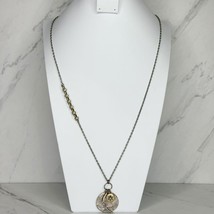 Chico&#39;s Rhinestone Moon and Star Silver and Gold Tone Pendant Necklace - $16.82