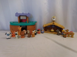 Fisher Price little people Christmas story nativity manger  + Noah’s Ark... - $39.62