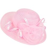 Women Organza Bowler Kentucky Derby Fascinator Hat Pink Bridal Wedding - $23.49 CAD