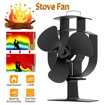 3 Blades Heat Powered Stove Fan Wood Log Burner Fireplace Fuel Saving Ec... - $65.99