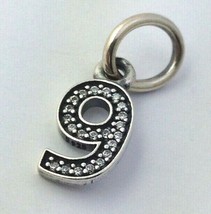 Authentic PANDORA Sterling Silver Number Nine 9 Dangle Charm 791347CZ New - £25.87 GBP