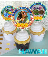 12 Hawaii Inspired Party Picks, Cupcake Picks, Cupcake Toppers Set #1 - $10.99