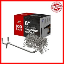 6&quot; Durable Silver J-Style Pegboard Hooks - 100 Pack for Secure Tool Storage - $53.34