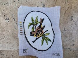 Sparrow tapestry, handmade vintage oval tapestry, gobelin needlepoint, s... - $10.00