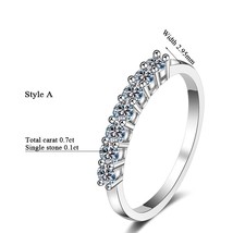 100% Moissanite Wedding Band Sterling Silver Wedding Rings VVS1 Diamond Half Ete - £44.37 GBP