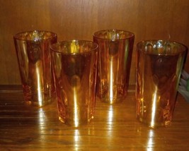 Vtg Jeanette Glass Irridecent Marigold Honeycomb Water Pitcher Tumbler Set - $35.00