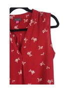 Vince Camuto Tank Blouse S Womens Red Floral V Neck Pullover Flowy Light... - £12.33 GBP