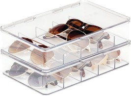 Mdesign Plastic Hard Shell Stackable Eyeglass Case Storage, 2 Pack, Clear - £29.56 GBP