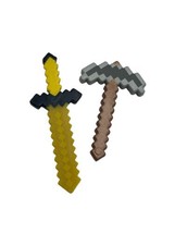 Minecraft Action Figure Accessories Yellow Sword Axe Pic Lot Toy - £7.99 GBP