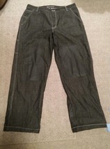 015 Men&#39;s VTG Guess American Tradition US Made Black Jeans Leather Knees 38x34 - £31.37 GBP