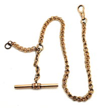 Antique Victorian RFS &amp; Co Rose Gold Filled Pocket Watch Fob Chain w/ T-bar - £314.25 GBP