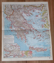 1928 Original Vintage Map Of Greece / Aeg EAN Sea / Turkey Athens - £19.58 GBP