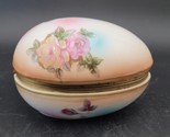 Vintage Porcelain Trinket Easter Egg Box Hinged Lid Roses RS Prussia Wre... - $19.79