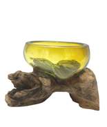 Molton Glass Mini Amber Bowl On Wood - £18.82 GBP