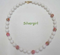 Vintage Painted Glass Necklaces  White/Pink - £11.98 GBP