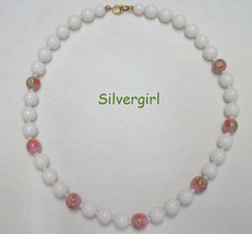 Vintage Painted Glass Necklaces  White/Pink - $14.99