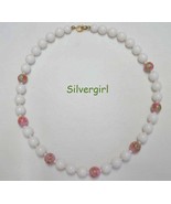 Vintage Painted Glass Necklaces  White/Pink - $20.56 CAD