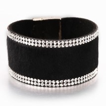 Amorcome Leather Print Skin Wrap Bracelets Gifts for Women Jewelry Bohemia Magne - £11.32 GBP
