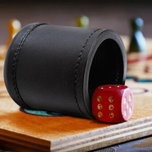 Leather Professional Dice Shaker Cup Dice Cup With 5 Dices For Farkle Game - £28.03 GBP