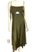Banana Republic Women&#39;s Spaghetti Strap Satin Dress Olive Green 18 Petit... - $53.19