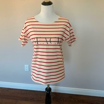 EUC MADEWELL Cream &amp; Red Stripe &quot;Beach&quot; 100% Cotton Top SZ S - $28.71