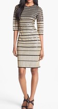ALICE BY TEMPERLEY Sequin Stripe Metallic Tulle Shift 3/4 Sleeves Dress 6 $695 - £150.32 GBP