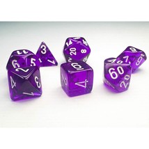 Chessex Manufacturing Translucent: Mini-Polyhedral Purple/white 7-Die Set - £8.53 GBP